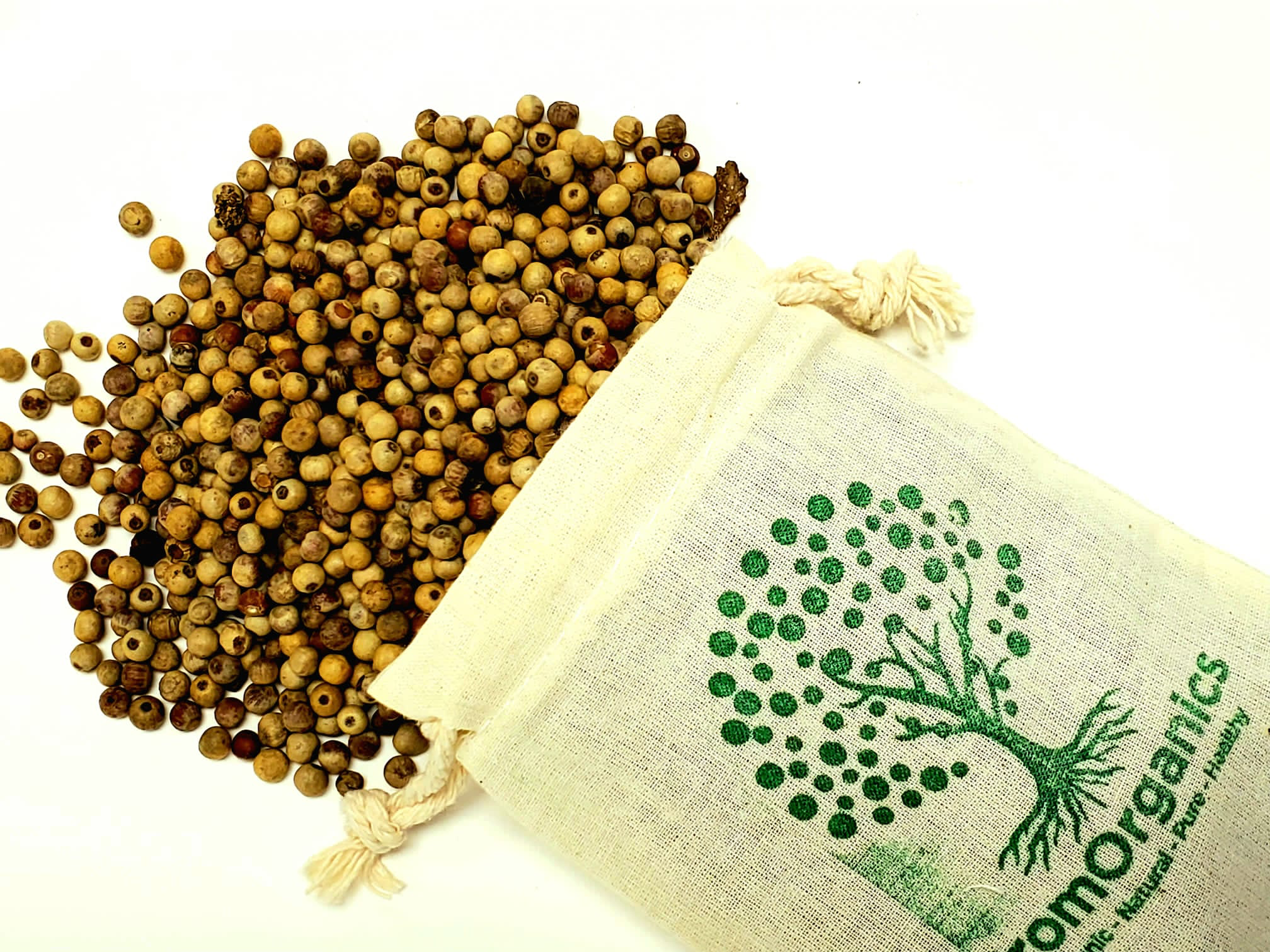 Organic wild whole white peppercorns Milagu